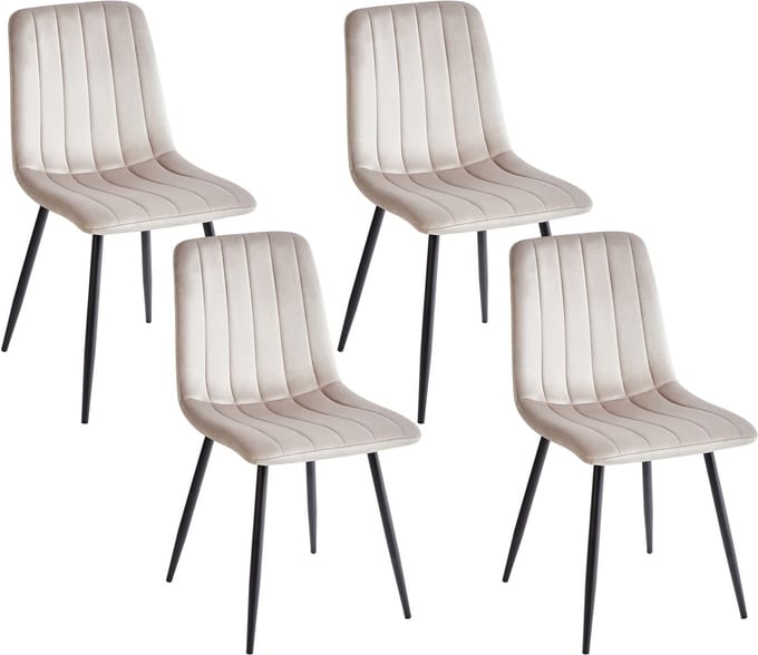 KALISPELL - Eetkamerstoel set van 4 - Beige - Fluweel