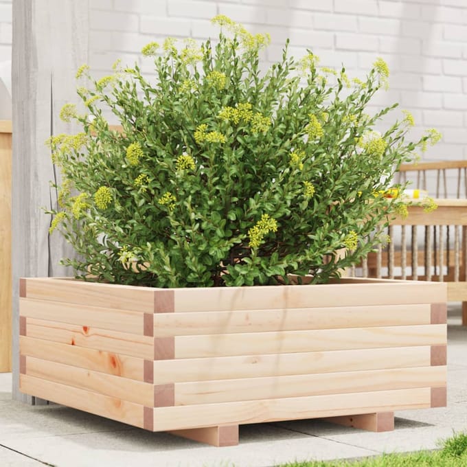 vidaXL - Plantenbak - 60x60x26,5 - cm - massief - grenenhout