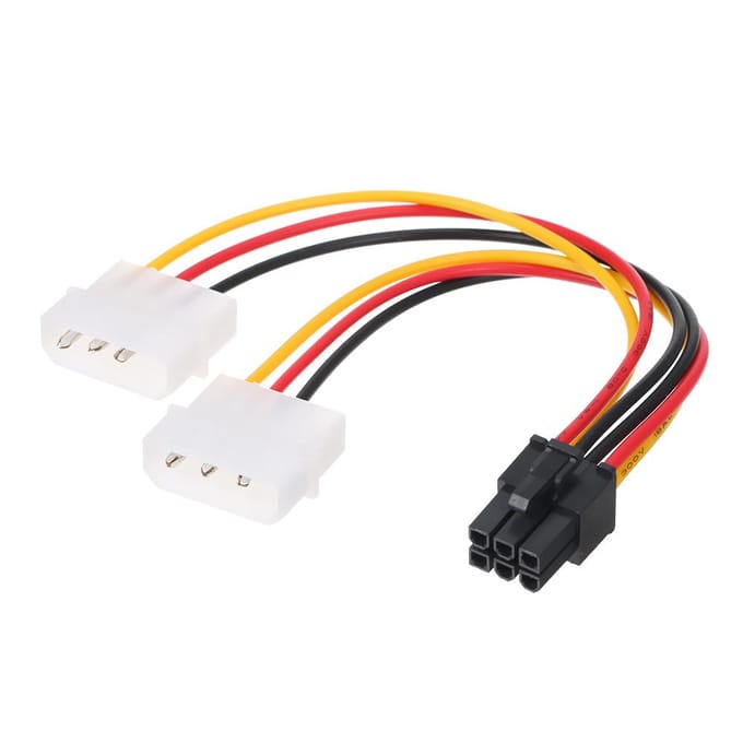 4p naar 6p voedingskabel Grafische videokaart 4-pins Molex naar 6-pins PCI-Express PCIE-voedingskabel white
