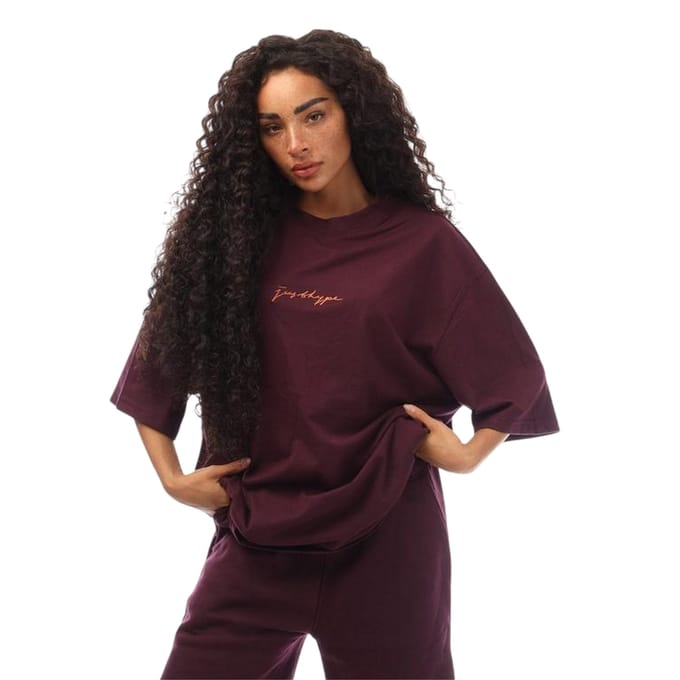 Hype Oversized T-shirt voor heren met kenmerkend logo (Paars)