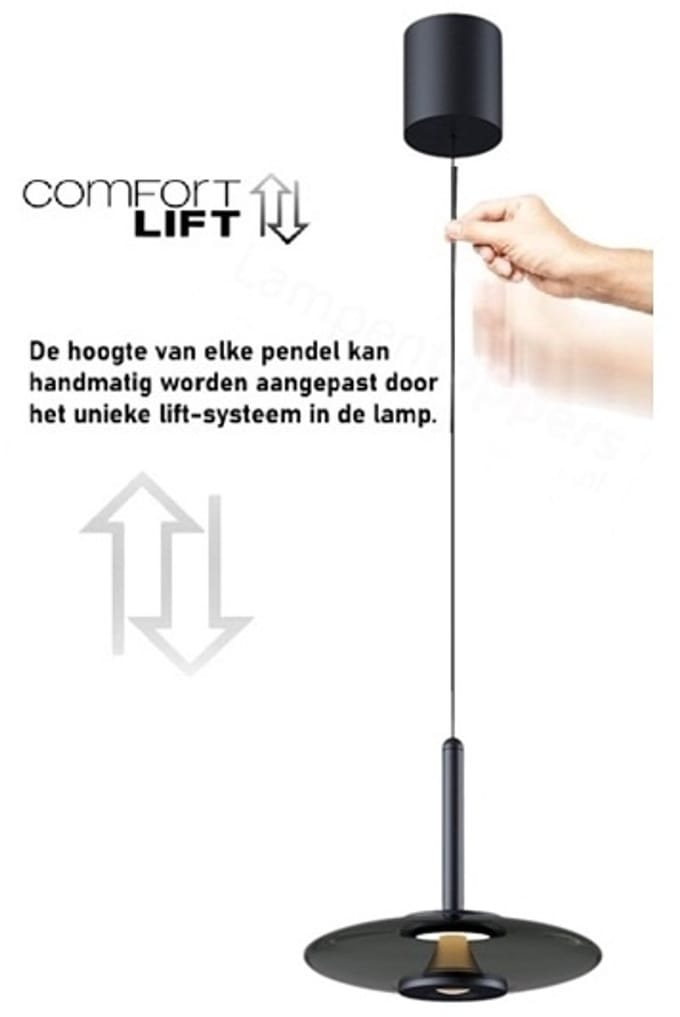 Artdelight - Hanglamp Madison 1 lichts Ø 22 cm comfortlift zwart