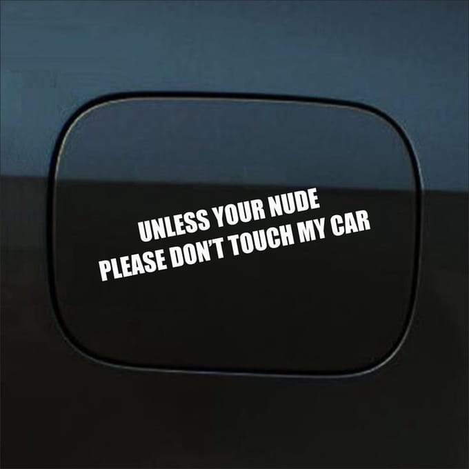 Bumpersticker - Unless Your Nude - 3,5 X 18,5 - Wit