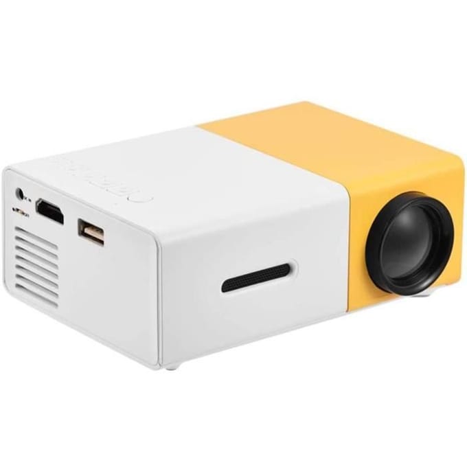 Projecteur LED portable YOSOO - Mini cinéma maison élégant HD - HDMI, AV, USB - Blanc/Jaune