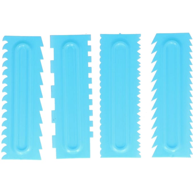 4 STUKS Taartschraper Taartdecoratie Kam Icing Gladstrijker Crème Schraper Fondant Icing Gereedschap blue