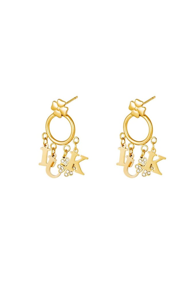 Edelstalen - oorbel - Luck - Goud - Stainless Steel - Yehwang