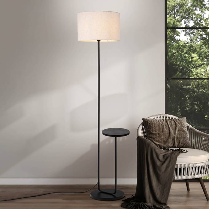 Näve Vloerlamp Tordis, zwart/wit, textiel, hoogte 157 cm Schap