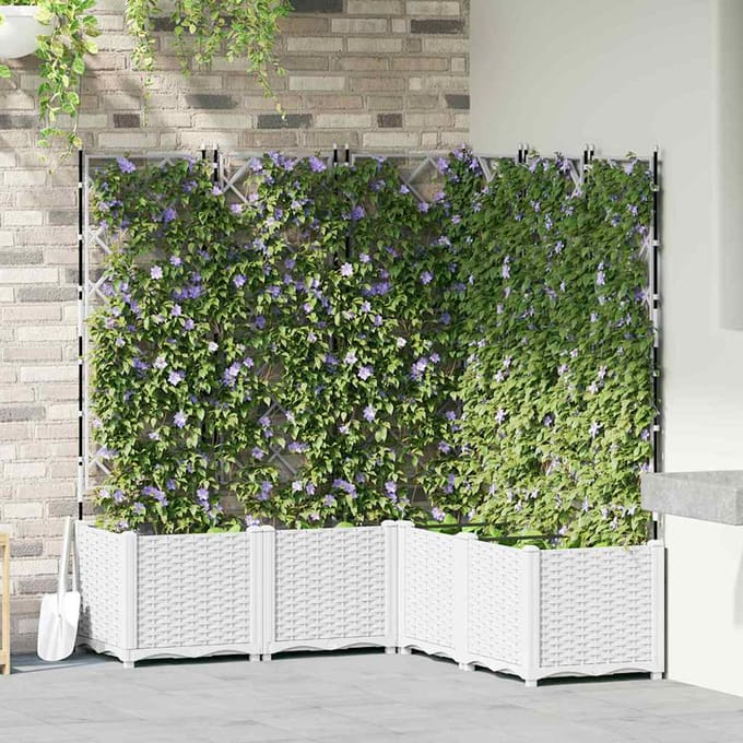 vidaXL - Plantenbak - 5 - st - Wit - 120 - x - 120 - x - 143 - cm - PP