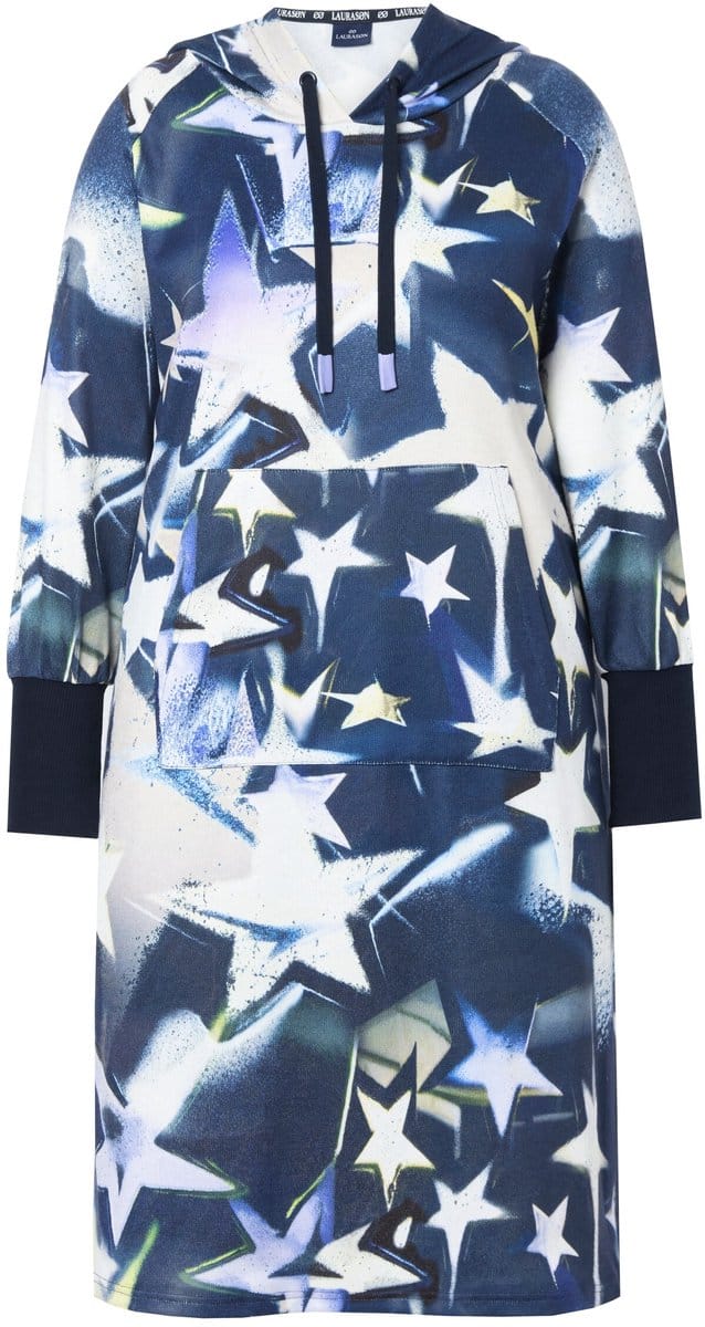 Laurasøn - Dames - Sweatjurk capuchon lange mouwen oversized - Marine - Maat M