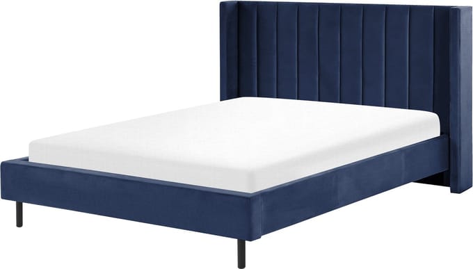 VILLETTE - Tweepersoonsbed - Marineblauw - 160 x 200 cm - Fluweel