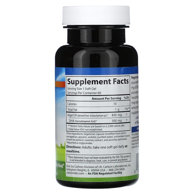 Plantaardige DHA, 500 mg, 60 plantaardige zachte capsules