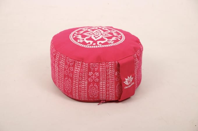 Om Namaste Design Meditatiekussen Zitkussen - Rond - Roze met Wit