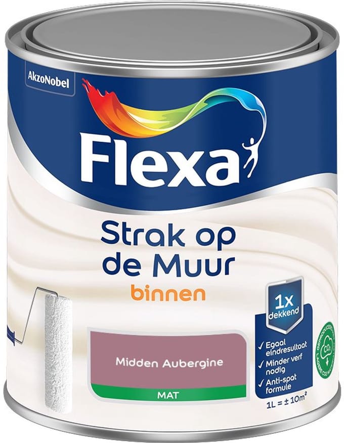 Flexa - Strak Op De Muur Binnen Mat - Midden Aubergine - Mengverf - 1 L