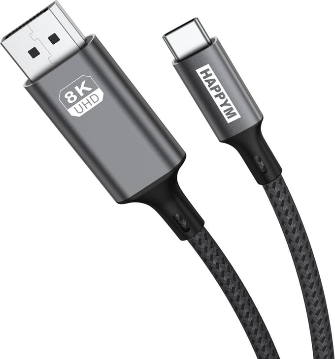 USB C naar Displayport Kabel 8K60Hz – 4K@144Hz Haarscherp - 1 Meter
