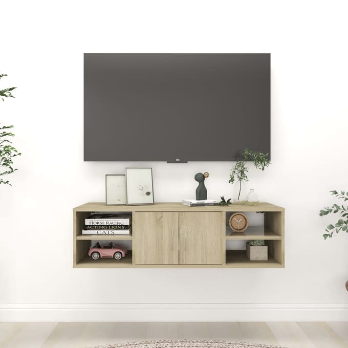vidaXL - Wandschap - 102x30x29 - cm - bewerkt - hout - sonoma - eikenkleurig