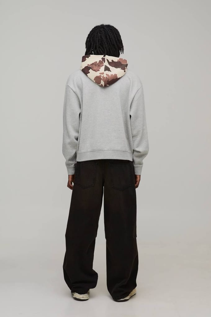 Oversized Applicatie Koeienprint Hoodie | Grey Marl | Size Medium
