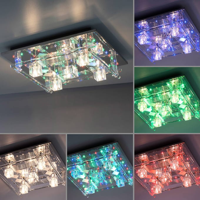 JUST LIGHT. GmbH LED plafondlamp Kemal 2.0, chroom met RGB