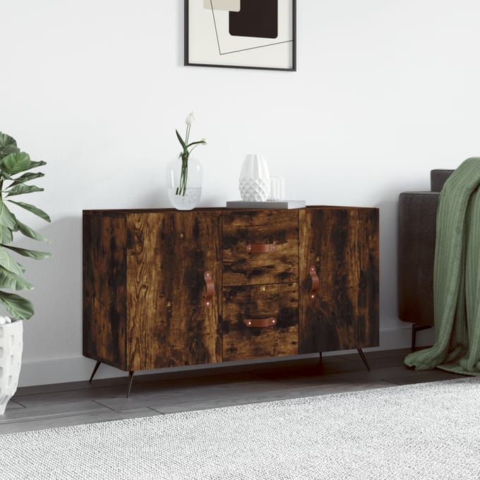 vidaXL - Dressoir - 100x36x60 - cm - bewerkt - hout - gerookt - eikenkleurig