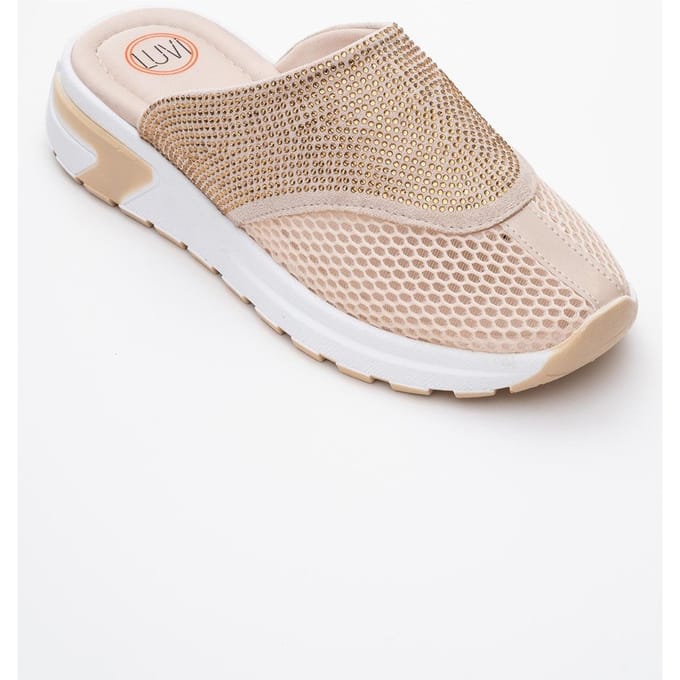 GLEA Mesh Strass Mules Dames