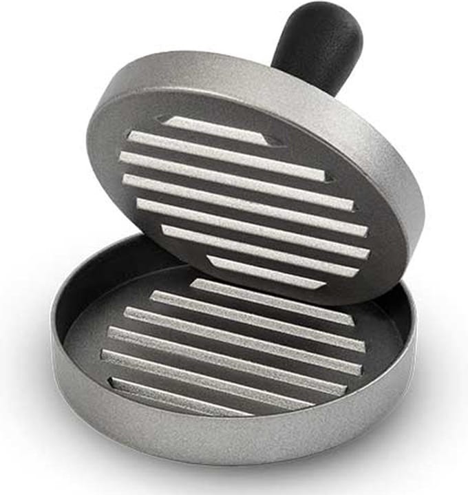 Michelino Hamburgerpers - Antiaanbaklaag - RVS materiaal - Zilver