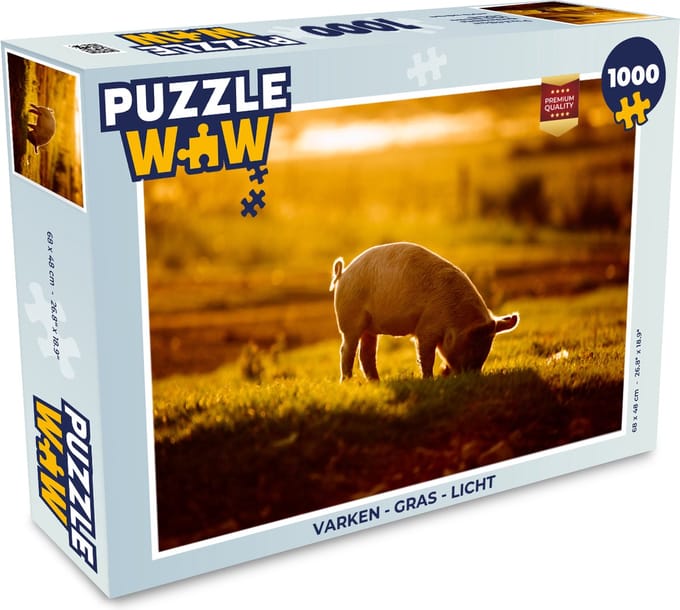 Puzzel Varken - Gras - Licht - Legpuzzel - Puzzel 1000 stukjes volwassenen
