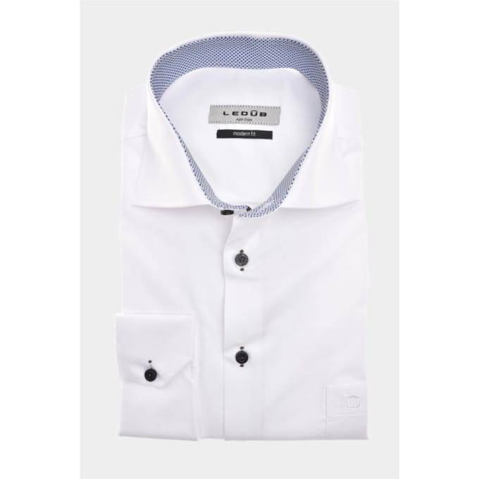 Ledûb Overhemd Dot Collar Contrast Wit / male