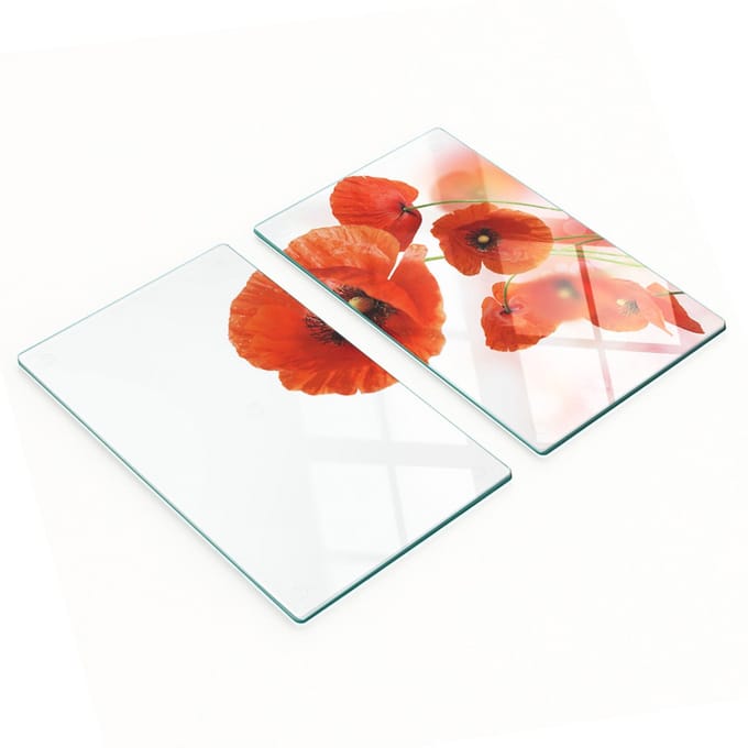 Set van snijplanken van gehard glas met Maki-print, 2x30x52 cm