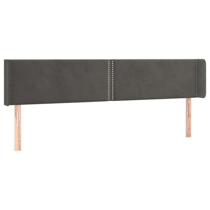 vidaXL - Hoofdbord - LED - 183x16x78/88 - cm - fluweel - donkergrijs