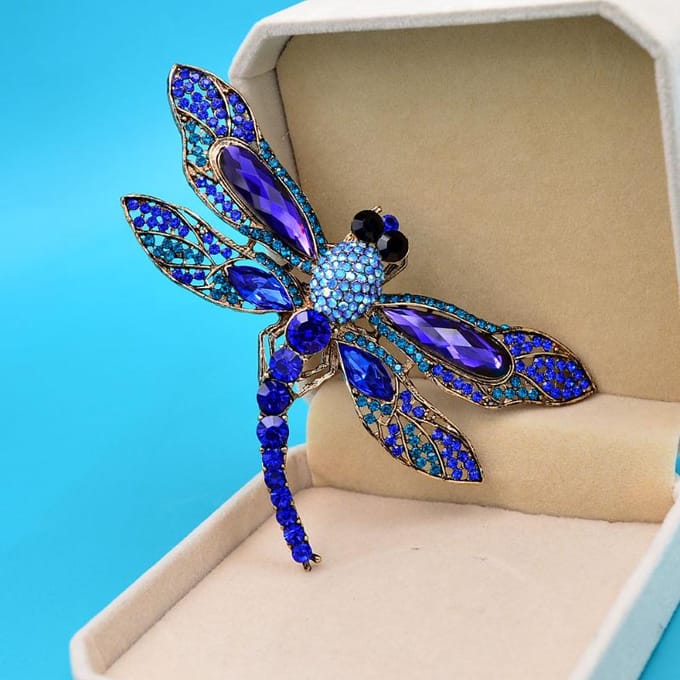Nouveau Broche Pin Pendentif Libellule Bleue Femme Oiseau Cristal Strass Cadeaux blue