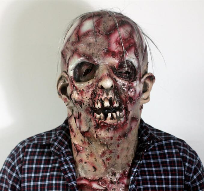 Horror biochemisch monster zombie eng lastig latex masker One Size donkerrode kleur