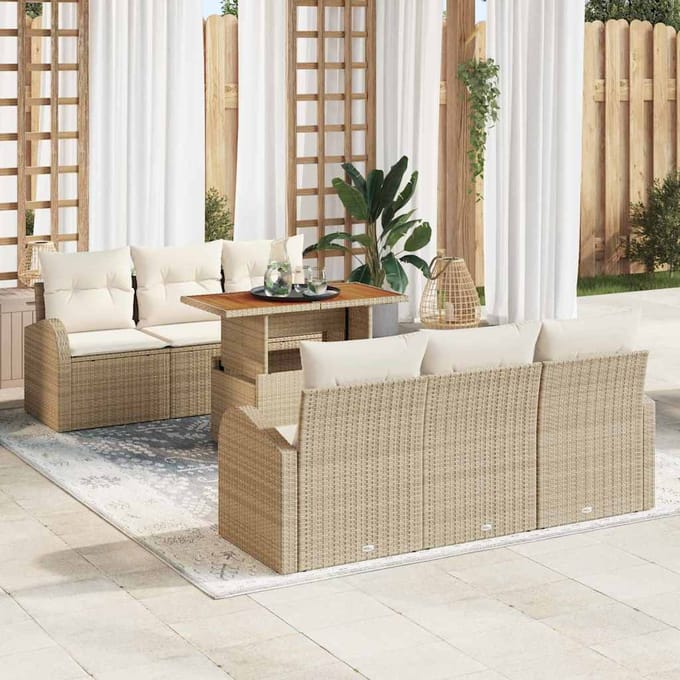 vidaXL - Tuinbank - Set - 7 - st - beige - en - crèmekleurig