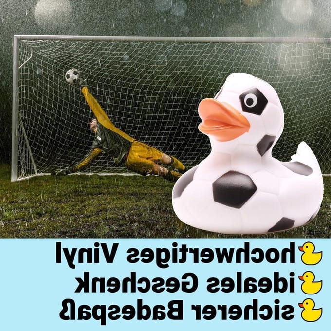 Badeend Voetbal - Speelgoed Eend - Badplezier - Subtiele Piep - 85 cm - Zwart-Wit