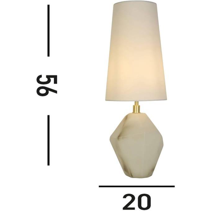 Searchlight Apex tafellamp, wit/wit, hoogte 55,5 cm, textiel/hars