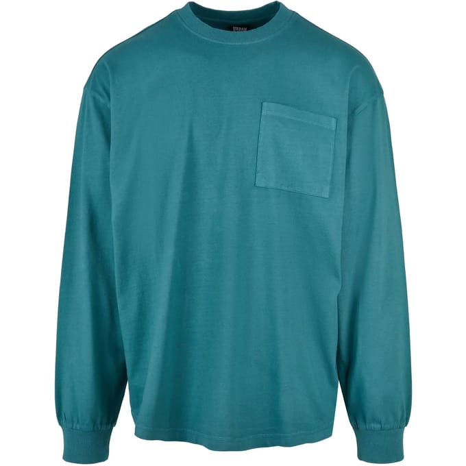 Urban Classics - Pigment Dyed Pocket Longsleeve shirt - M - Blauw