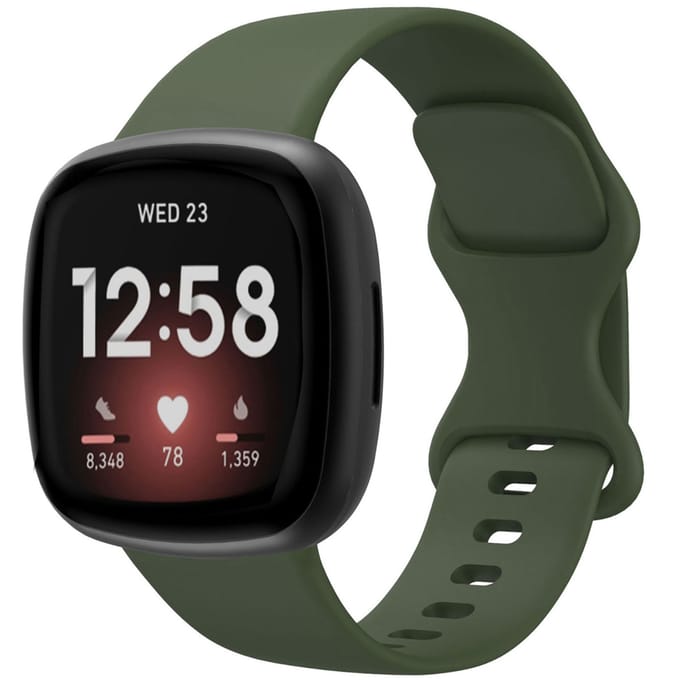 Siliconen⁺ bandje - Geschikt voor Fitbit Sense/ Versa 3/ Versa 4/ Sense 2 - Donkergroen