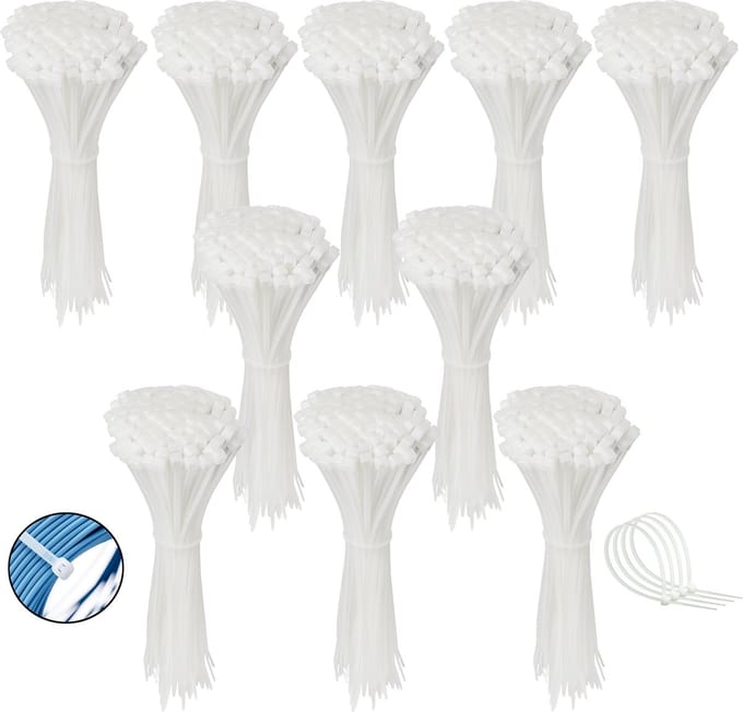 Polyamide kabelbinders, tie rips, witte kabelbinders, 300x4,8 mm / 1000 stuks