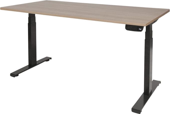 Zit Sta Bureau - T-poot Elek 180x90 Havana Kersen -zwart frame