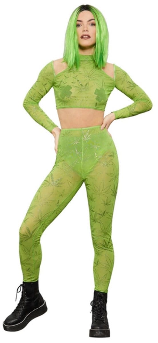 Fever - Cannabis Kostuum - S - Groen
