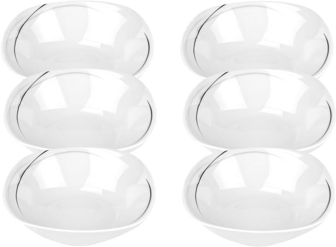 Set van 6 graansaladekommen Phoenix 14,2cm porselein wit met decoratie