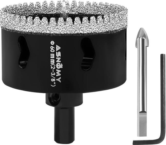 Dailygoods - 60mm Diamant Boorbit met Centering Boor - Ideaal voor Tegels, Glas en Graniet