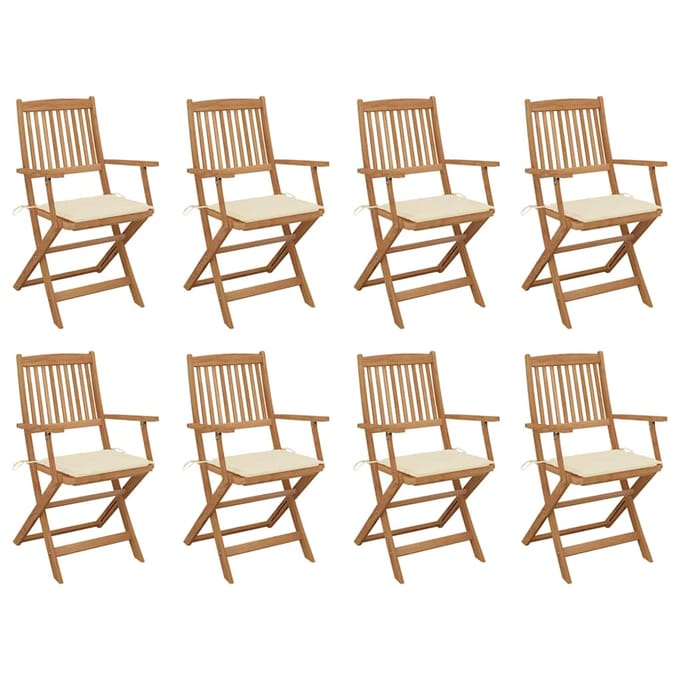 vidaXL - Inklapbare - stoelen - 8 - st - met - kussens - massief - acaciahout
