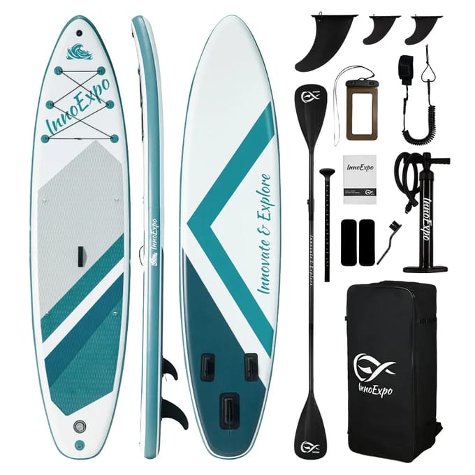 InnoExpo Opblaasbaar Stand Up Paddle Board 350*89*15 Opblaasbaar Paddleboard Surf Sup Board Antislip Watersport Paddleboard met Accessoires SUPIE73E