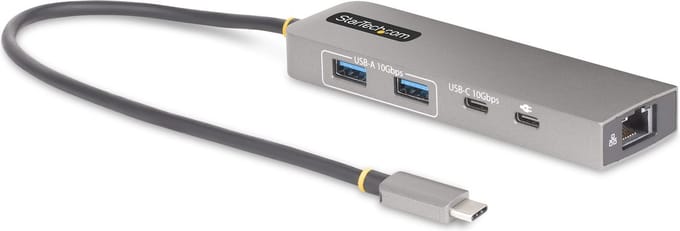 StarTech.com 3-Port USB-C Hub met 2.5 Gbps Ethernet en 100W Power Delivery Pass-Through Poort, USB 3.2 10Gbps, 2x USB-A/1x USB-C, Compacte USB Type-C Adapter Hub