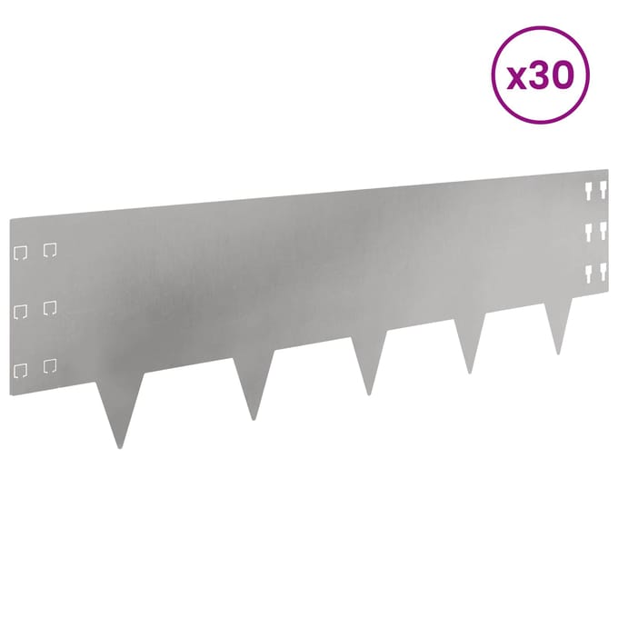 vidaXL - Gazonrand - 30 - st - 100 - x - 30 - cm - Staal - Zilverkleurig