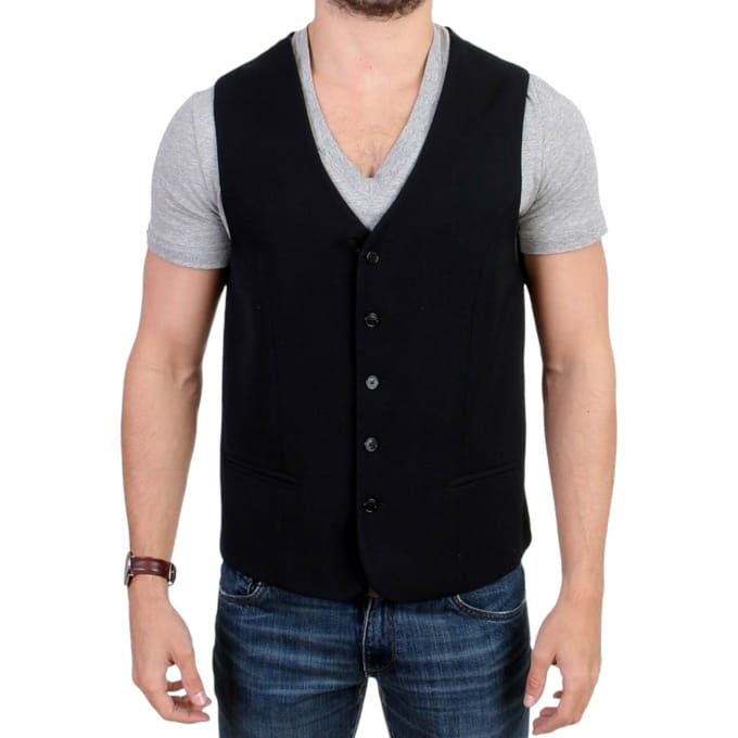 Zwart Wol Vest Klassieke Stijl
