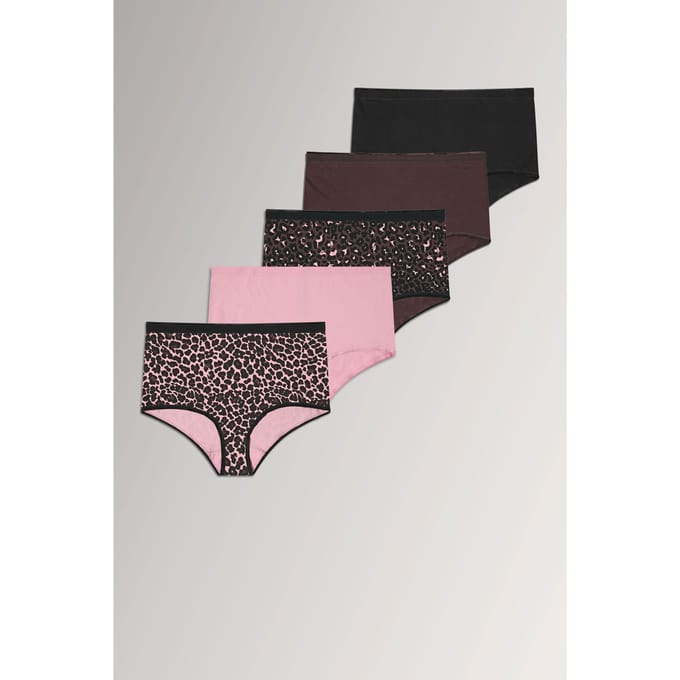 Yours Yourset Set Van 5 Bruine En Roze Maxislips Met Luipaardprintsize 42-44