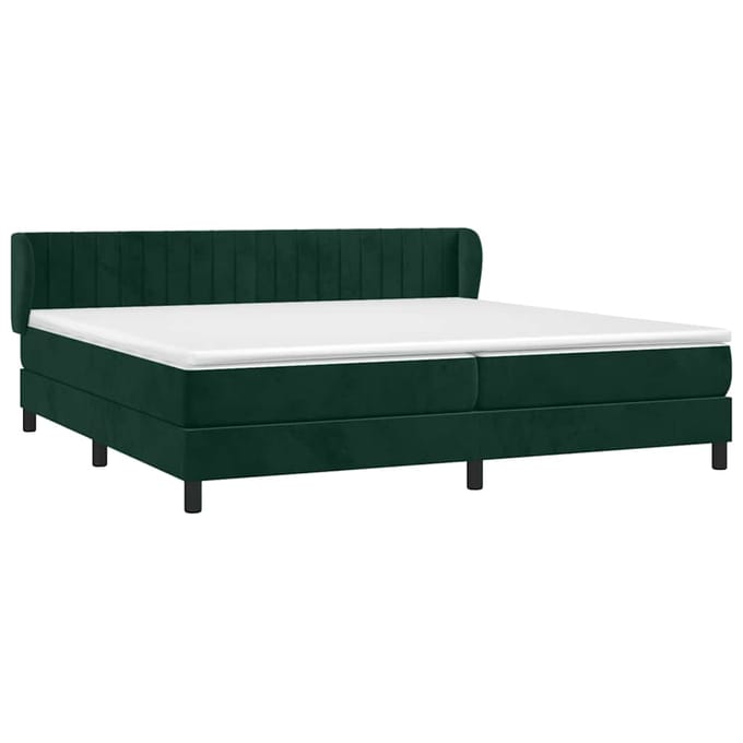 vidaXL - Boxspring - met - matras - fluweel - donkergroen - 200x200 - cm