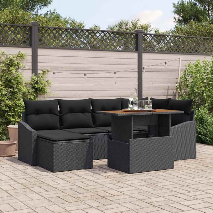 vidaXL - Tuinbank - Set - 7 - st - Zwart - en - Bruin