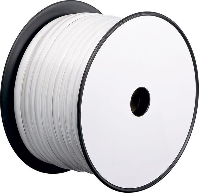 Pro Telefoon platte kabels 4-kern 100 m haspel AWG 28. - Wit - 100m