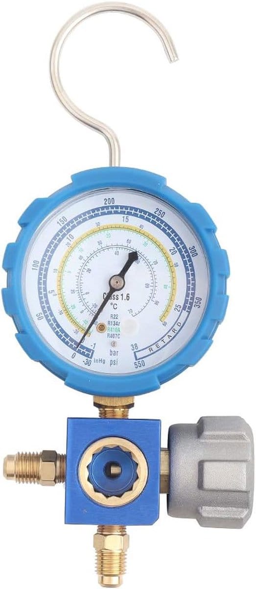 Koelmiddel Meter - Manometer Set - Airco Onderhoud - Meerdere Koelmiddelen - G1/4 Inch - Zwart