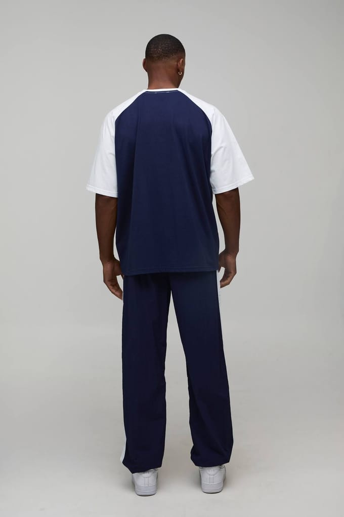 Oversized Raglan T-Shirt met Korte Mouwen | Navy | Size 4XL